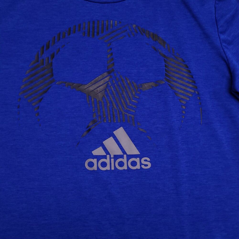 Adidas Casual Short Sleeve Graphic T-Shirt Youth Boys Size Large L Blue - Picture 4 of 11